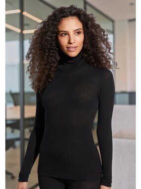 Zimmerli Wool & Silk Roll Neck Long Sleeve - Black- Size Medium -NWT